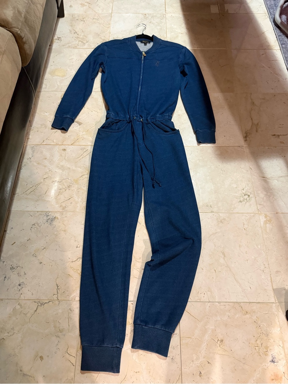 Juicy couture Navy Zip-Front Jumpsuit with Drawstring Waist